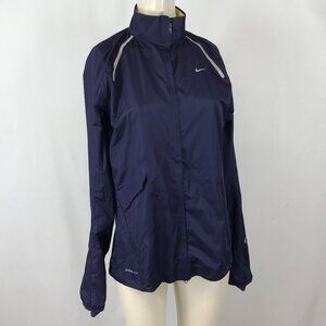 NIKE STROM FLY ~ WOMENS LARGE ~ BLUE REFLECTIVE LIGHT WEIGHT JACKET 425089-547